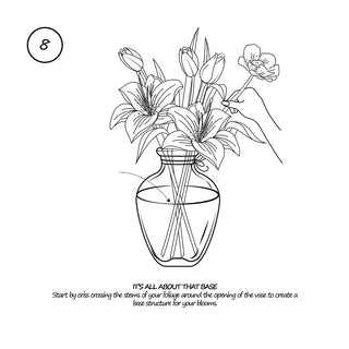 Line illustration of arranging flowers 